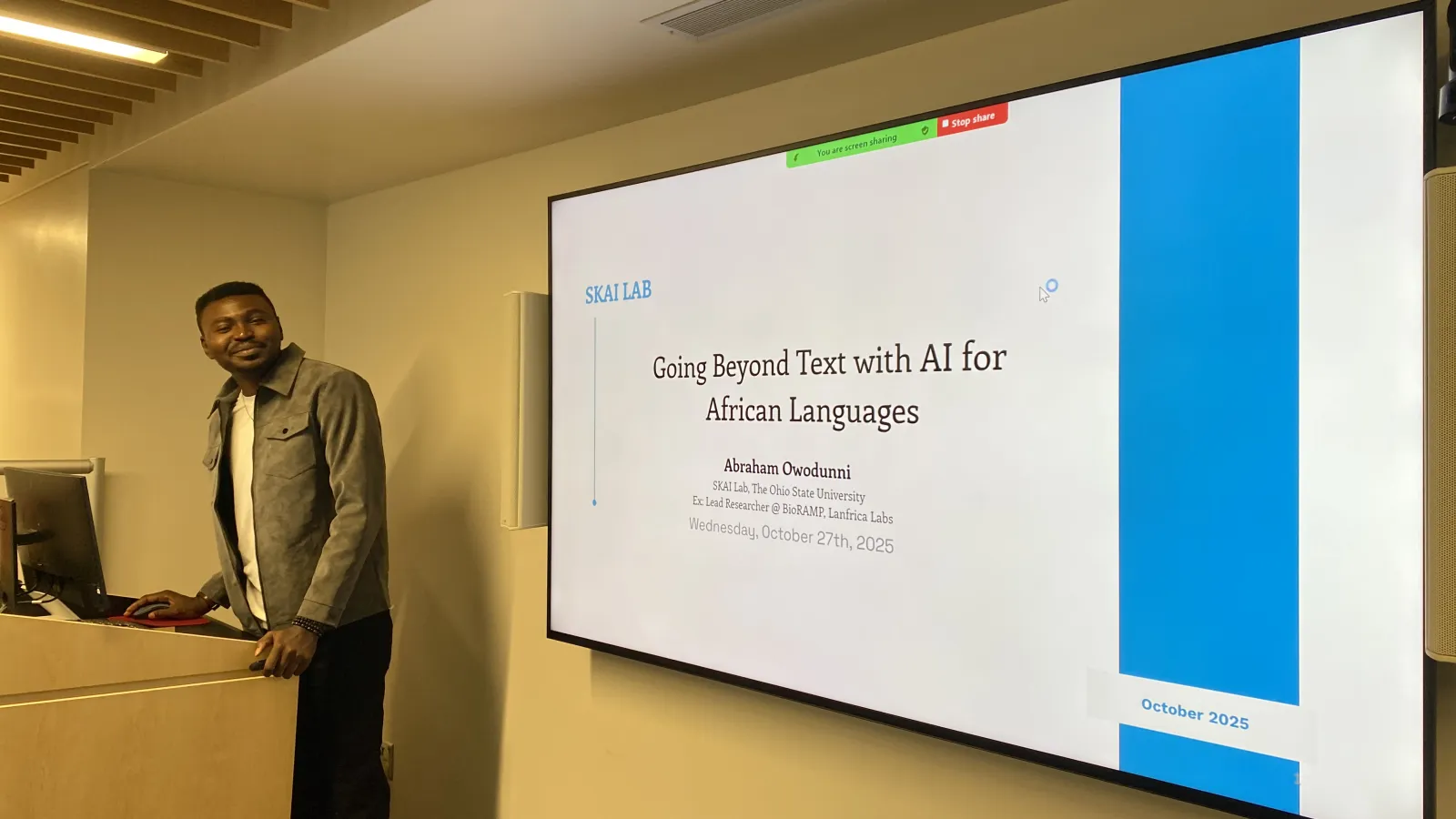 Abraham Toluwase Owodunni lecturing at Africa at Noon.
