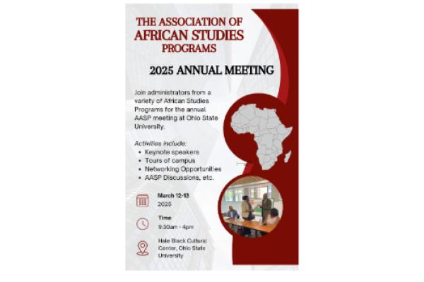 Event flyer for the annual meeting of the Association of African Studies Programs.